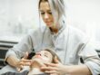 Woman during the facial massage at the beaty salon